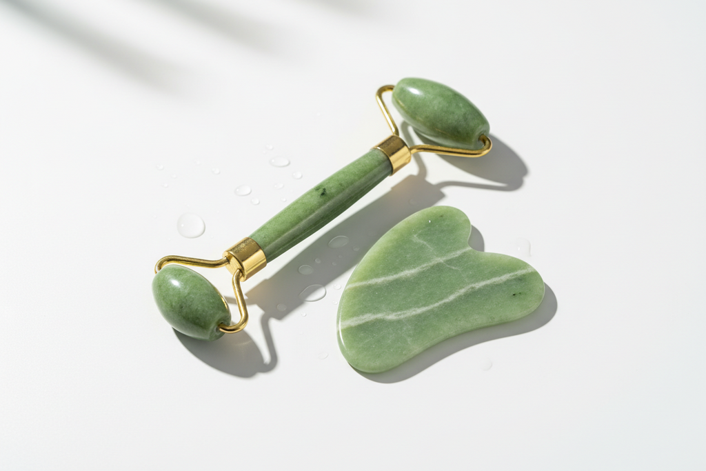Jade Gua Sha & Facial Roller Set - Natural Stone Massage Tools